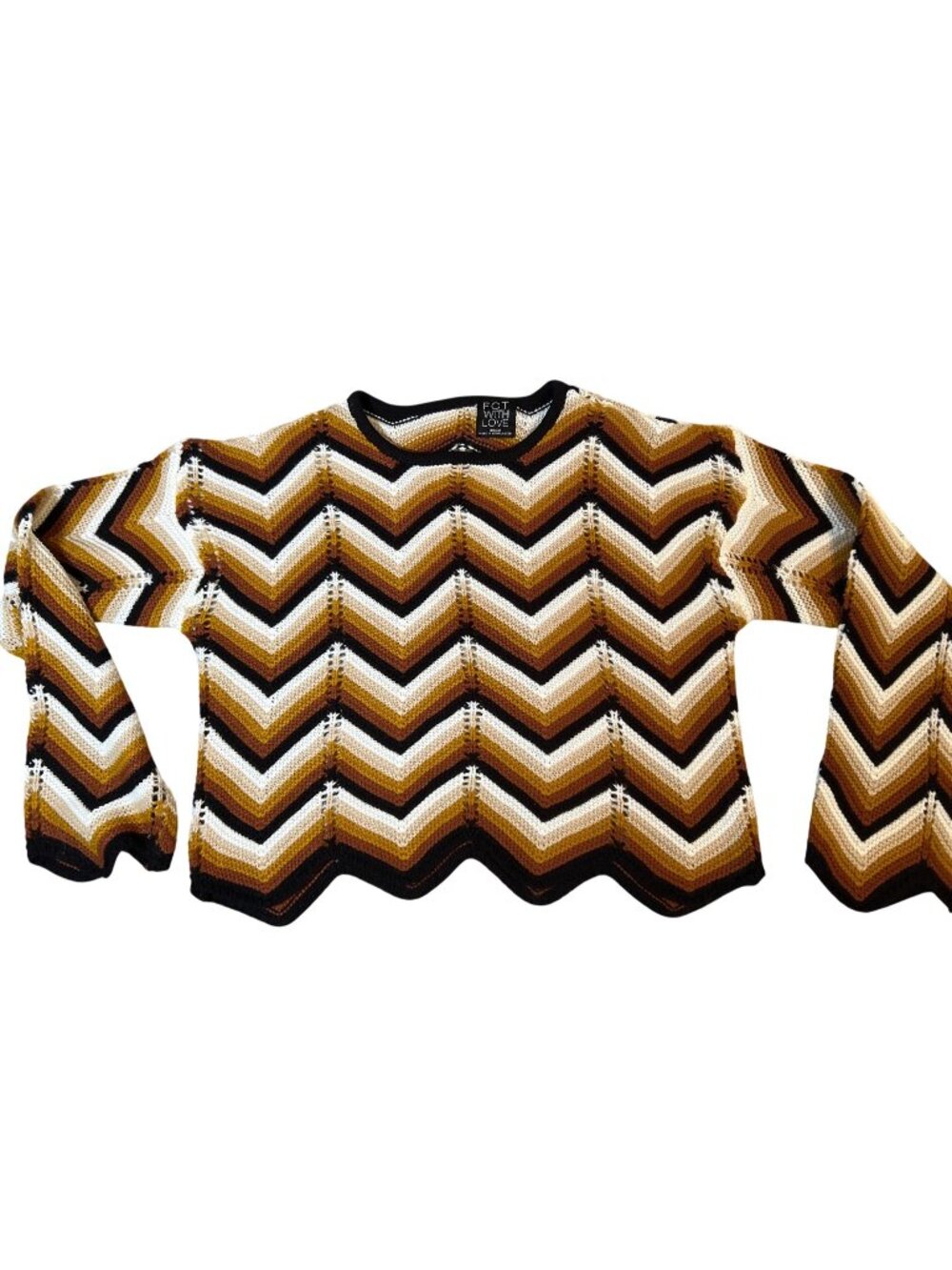 FCT with Love Retro Chevron Crochet knit sweater M medium